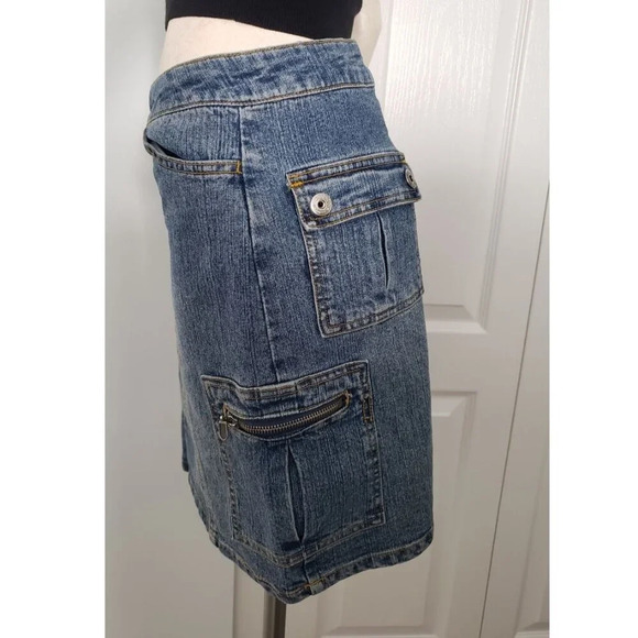 Stretch Jean skirt by BONGO Authentic denim skirt SIZE 3 military  style - Picture 2 of 11